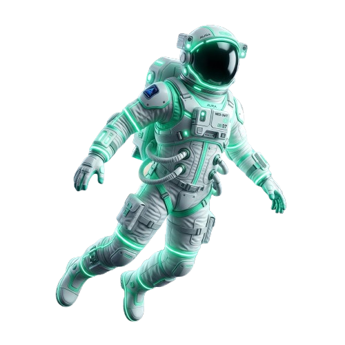 Futuristic Floating 3D Astronaut - Vigyapan Medical Digital Marketing Specialist