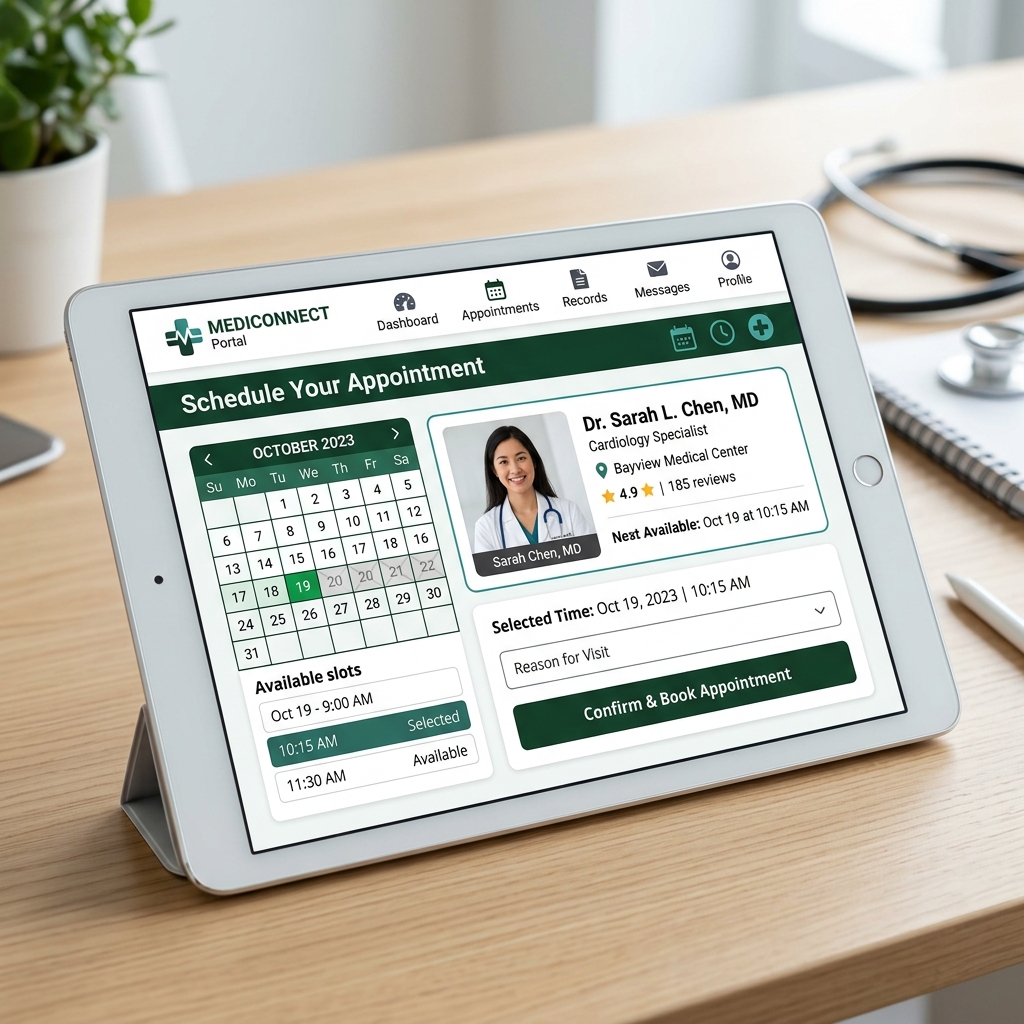 Mobile-optimized portal mock-up displayed on mobile screen